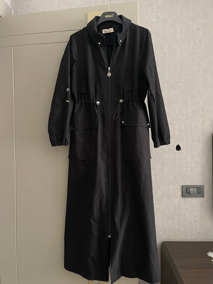 Kadın Gri Uzun Fermuarlı Kaban - Görsel 4