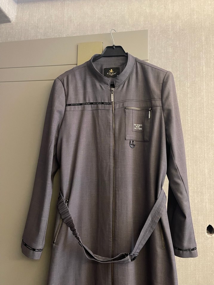 Kadın Gri Uzun Fermuarlı Kaban - Görsel 2