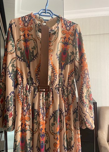 Kahverengi Bağcıklı Bohem Uzun Elbise - Görsel 6