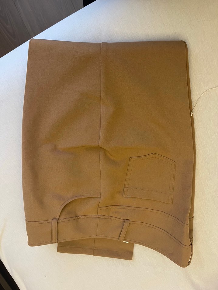 Bej Kadın Saten Kumaş Pantolon - Görsel 3