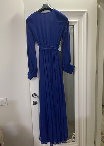 Kadın Mavi Uzun Kollu Uzun Elbise - Görsel 3