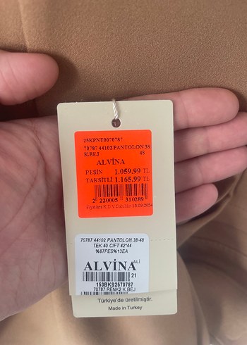 Alvina Bej Kadın Midi Kumaş Pantolon