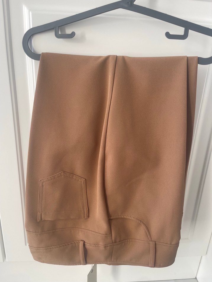 Bej Kadın Midi Kumaş Pantolon - Görsel 3