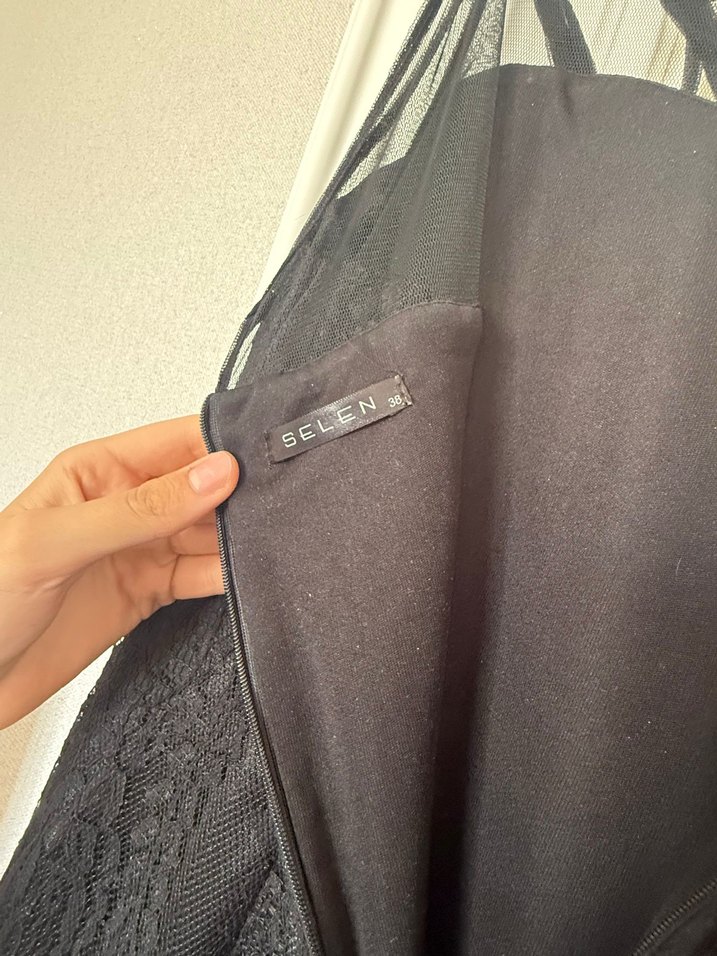 Siyah Uzun Drapeli Gotik Abiye Elbise - Görsel 3