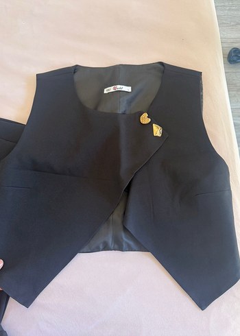 Siyah  Kadın yelekli takım - Görsel 3