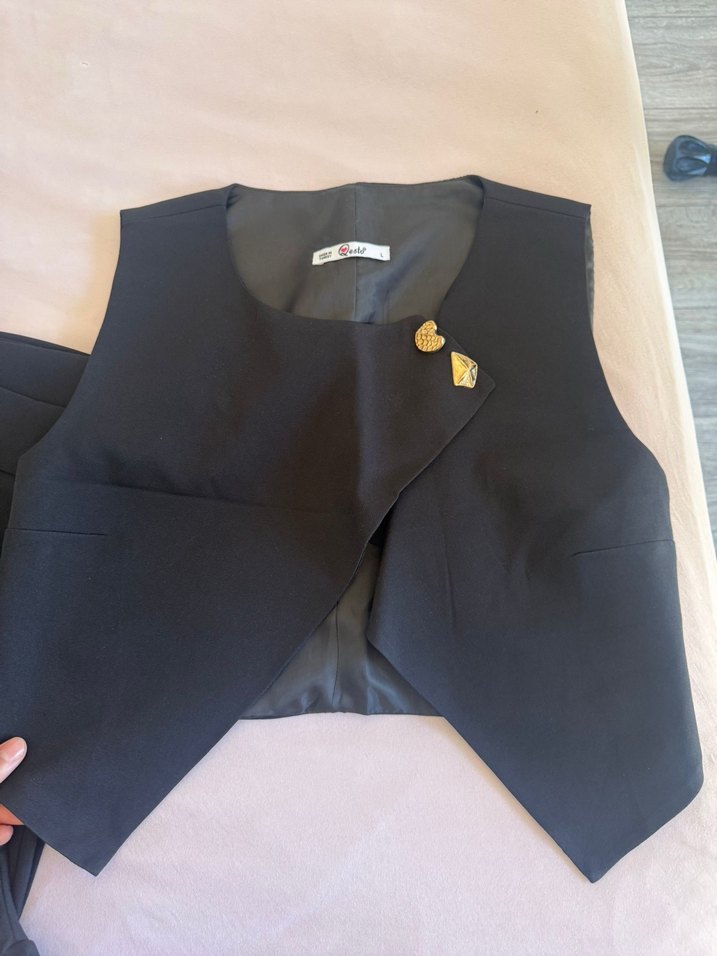 Siyah  Kadın yelekli takım - Görsel 3