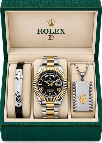 Rolex İki Renkli Saat Aksesuar Seti