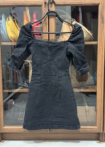 Dilvin Koyu Gri Denim Midi Elbise