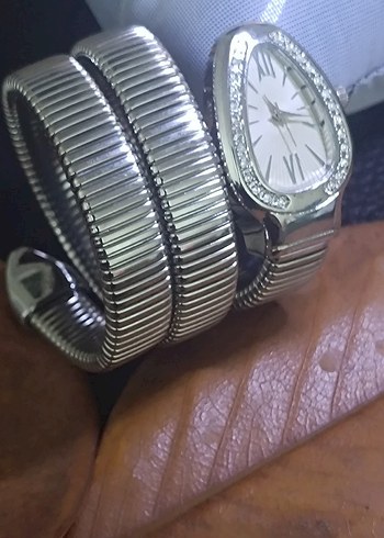 Bvlgari Yılan Model Taşlı Kemerli Gri Kadın Kol Saati - Görsel 4