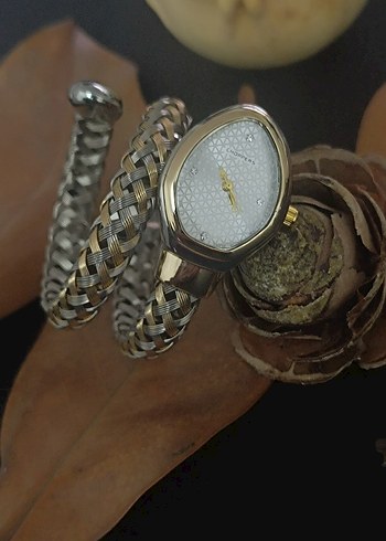 Bvlgari Model Yılanlı Klasik Kemerli Altın Gri Kadın Saati - Görsel 6