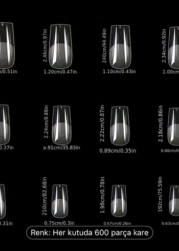 600 Parça Beyaz Kare Tırnak Dekorasyonu - Görsel 3