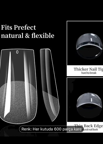 600 Parça Beyaz Kare Tırnak Dekorasyonu - Görsel 4