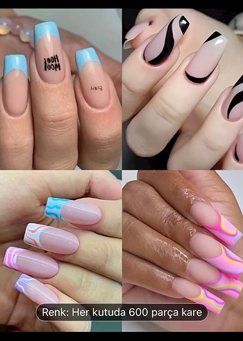 600 Parça Beyaz Kare Tırnak Dekorasyonu - Görsel 5