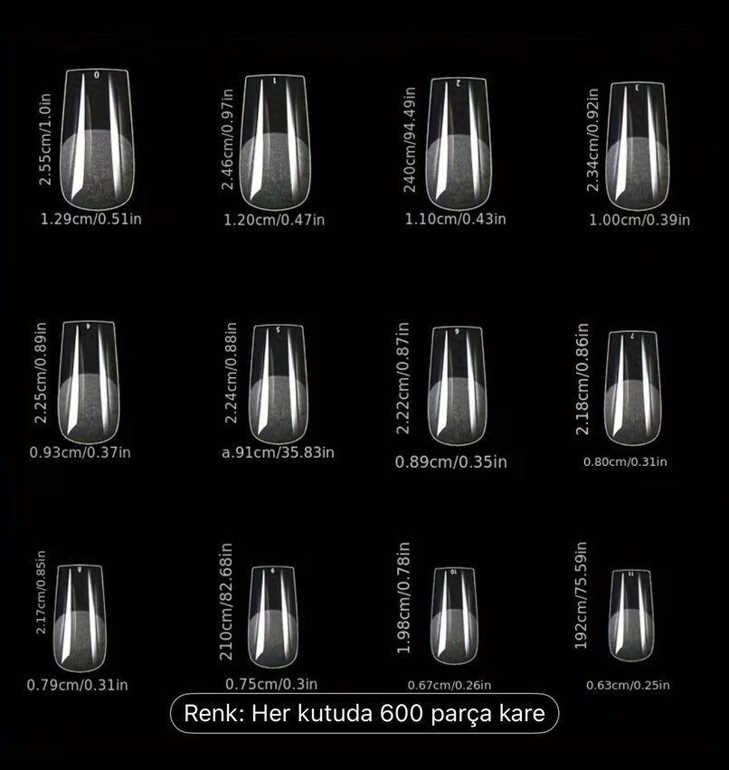 600 Parça Beyaz Kare Tırnak Dekorasyonu - Görsel 3