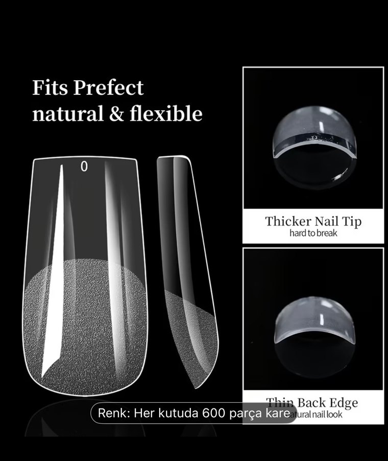 600 Parça Beyaz Kare Tırnak Dekorasyonu - Görsel 4