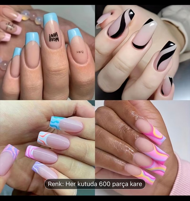 600 Parça Beyaz Kare Tırnak Dekorasyonu - Görsel 5