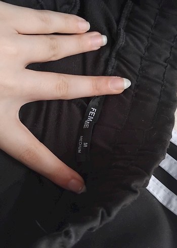 s Beden Siyah Çizgili Rahat Kadın Eşofman Altı