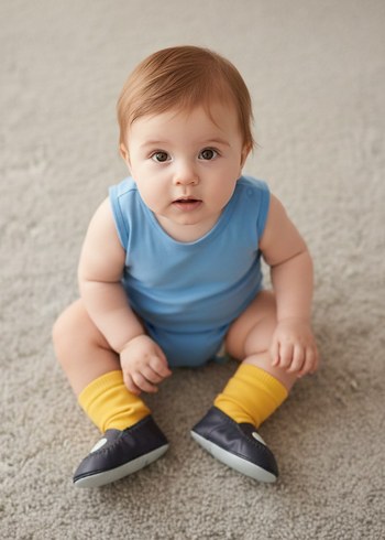 Sarı Örgü Detaylı Erkek Bebek Botu - Görsel 2