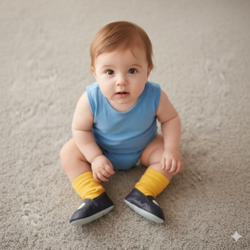 Sarı Örgü Detaylı Erkek Bebek Botu - Görsel 2