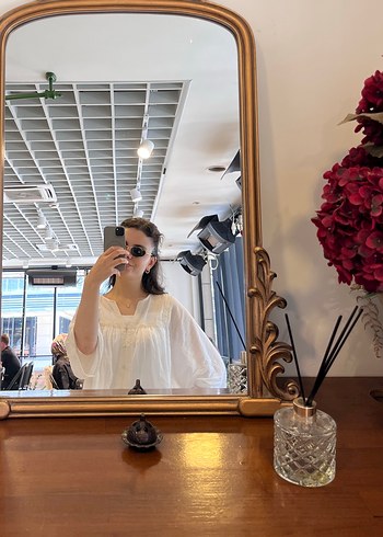 Zara Düğmeli V Yaka Bohem Beyaz Kadın Bluz