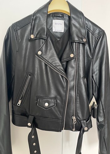 Kadın Siyah Deri Biker Ceket
