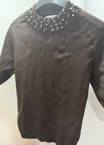 Adl Düğmeli Kadın Süet Bluz - Kahverengi - Görsel 3