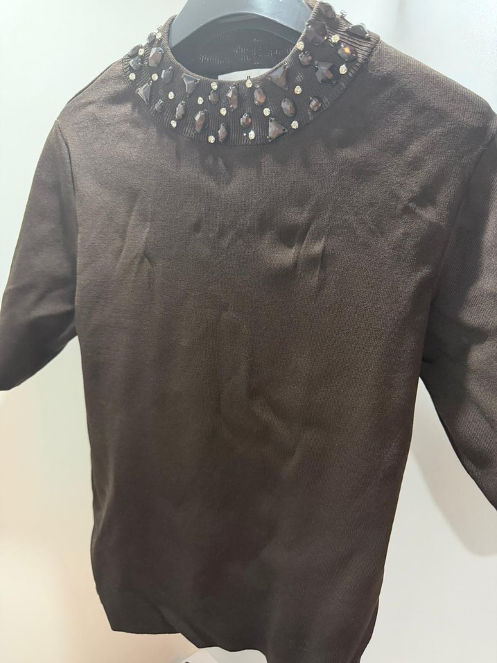 Adl Düğmeli Kadın Süet Bluz - Kahverengi - Görsel 3