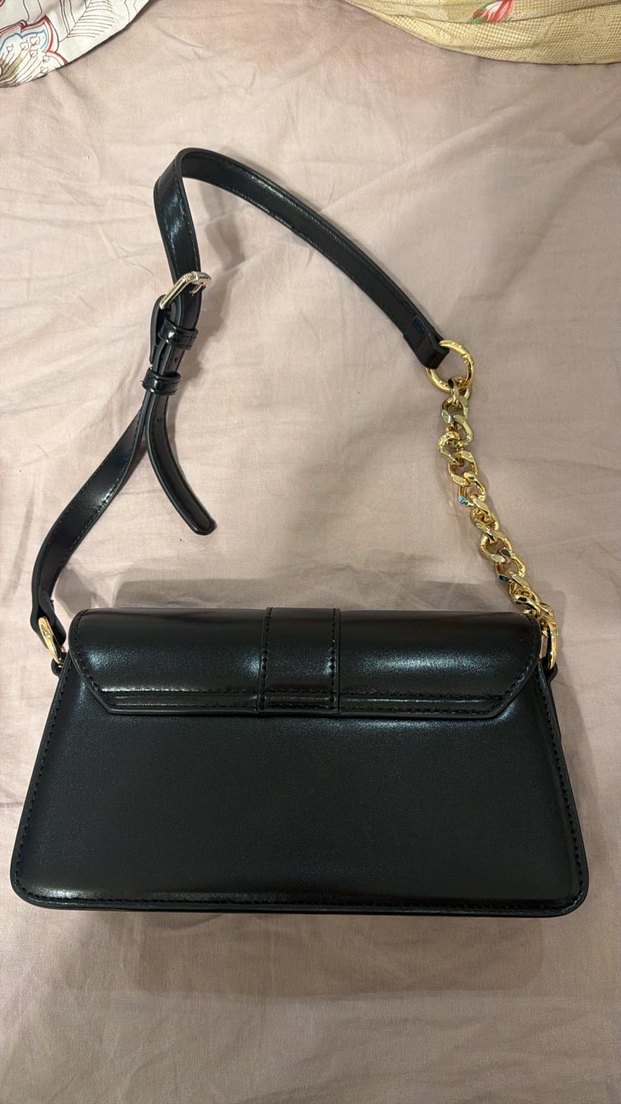 Adl Zincir Detaylı Siyah Deri Kadın Çanta - Görsel 2