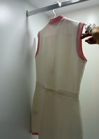 Lacoste Lacoste Yüksek Yakalı Beyaz Midi Kolsuz Elbise