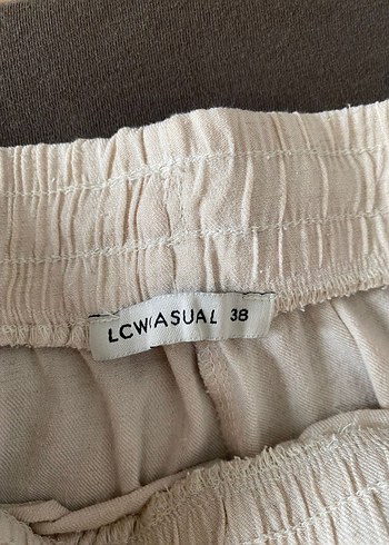 Beyaz Keten Salaş Midi Kadın Pantolon - Görsel 2