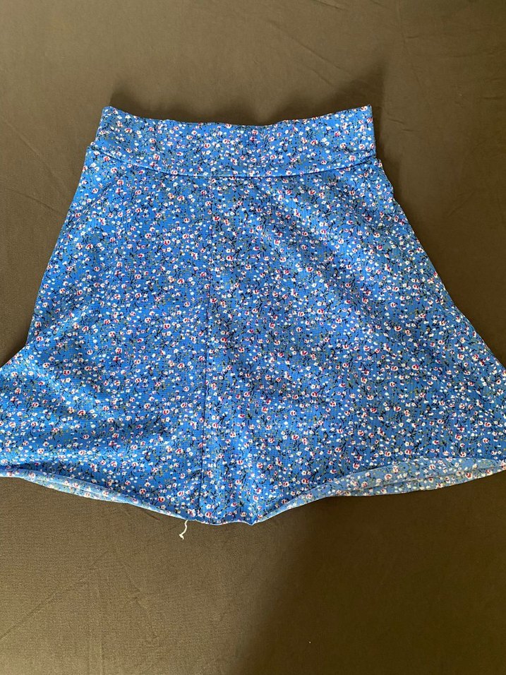 Mavi Renkli Şortlu Mini Etek - Görsel 2