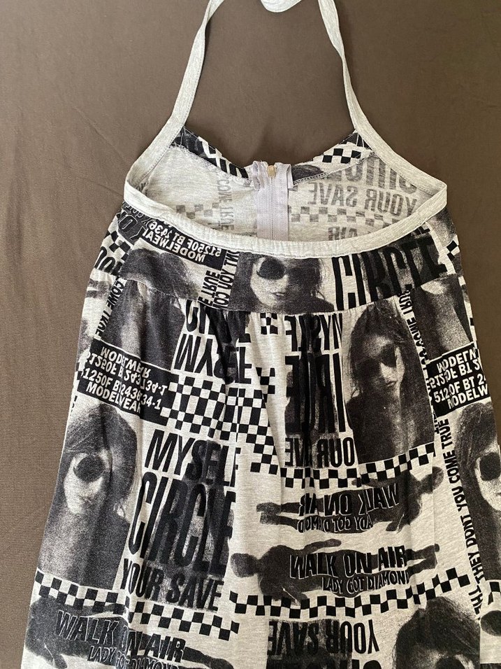 Kadın Gri Baskılı Kayışlı Elbise - Görsel 4