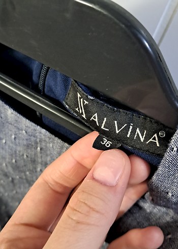36 Beden mavi Renk Alvina kot rengi kemerli elbise
