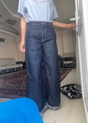 Lacivert Bol Kesim Kot Pantolon