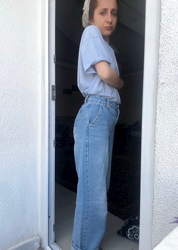 Alaia Mavi Bol Kesim Midi Denim Kadın Kot Pantolon
