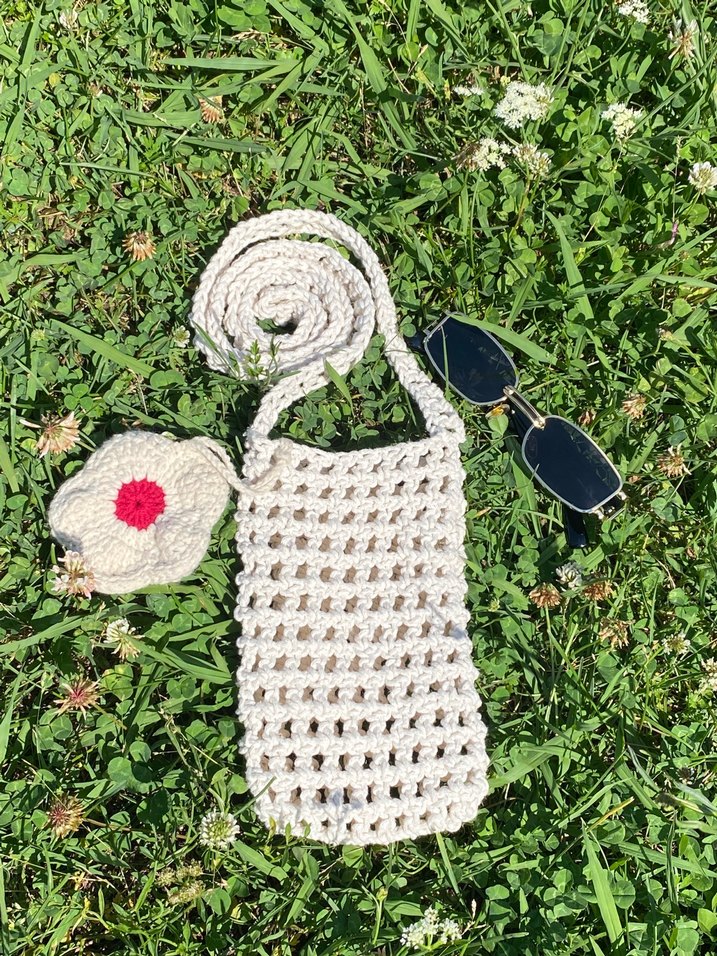 Dantel Detaylı Beyaz Örgü Kadın Çapraz Çanta - Görsel 4