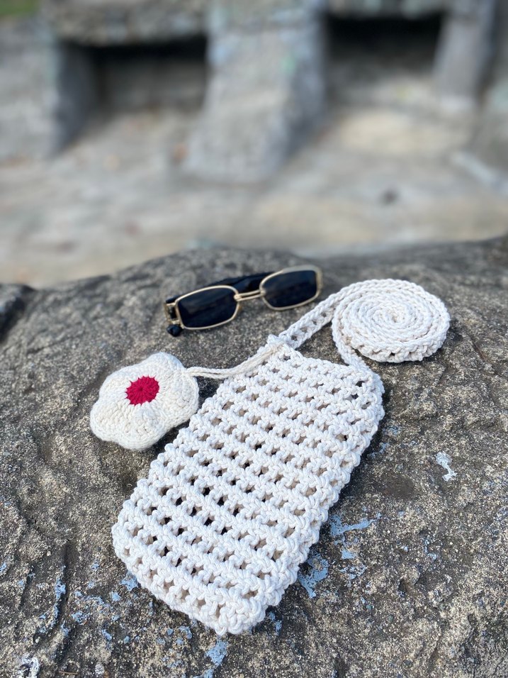 Dantel Detaylı Beyaz Örgü Kadın Çapraz Çanta - Görsel 2