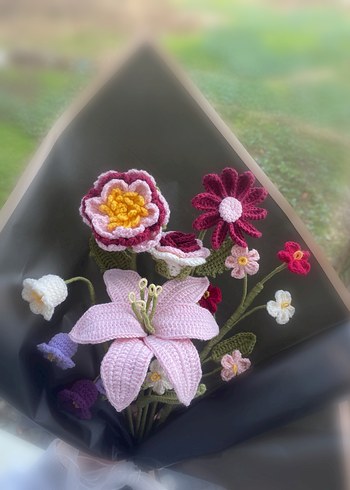 Bohem Örgü Çiçek Buketi - Görsel 3