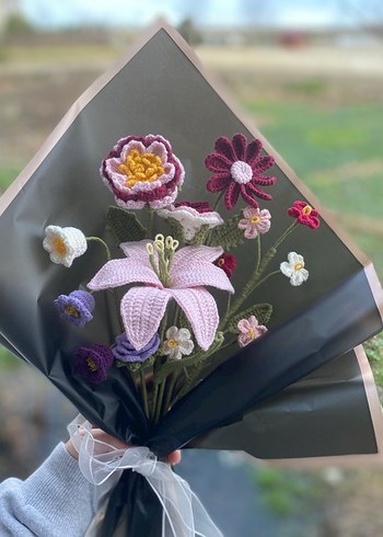 Bohem Örgü Çiçek Buketi - Görsel 2