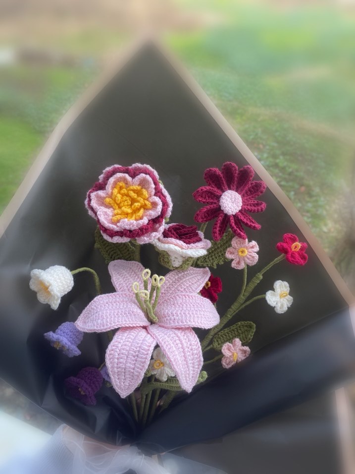 Bohem Örgü Çiçek Buketi - Görsel 3