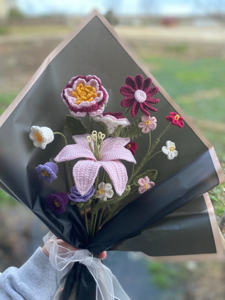 Bohem Örgü Çiçek Buketi - Görsel 2