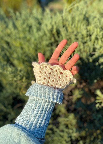 Bohem Mavi Örgü Kadın Eldiveni - Görsel 2