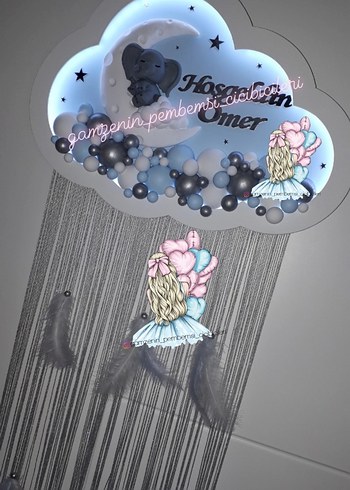 Bulut model ışıklı kapı süsü ve magnet - Görsel 2