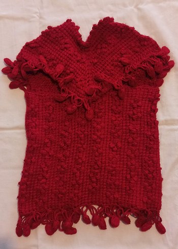 Kız Çocuk Kırmızı El Örgüsü Yelek - Görsel 2