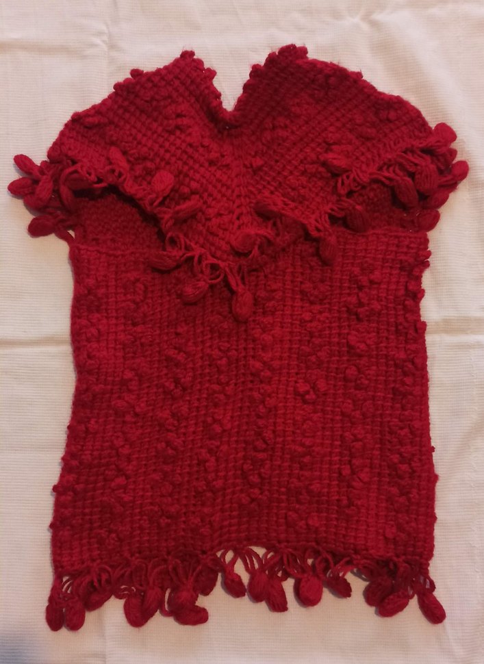 Kız Çocuk Kırmızı El Örgüsü Yelek - Görsel 2