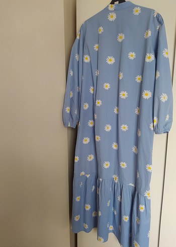 LC Waikiki LCW Çiçek Desenli Uzun Kollu Mavi Elbise