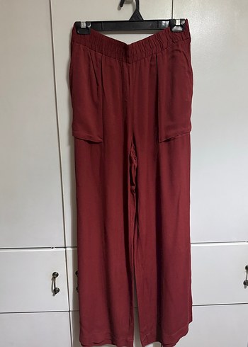 MangoBordo Salaş Kadın Uzun Parlak kumaş Pantolon