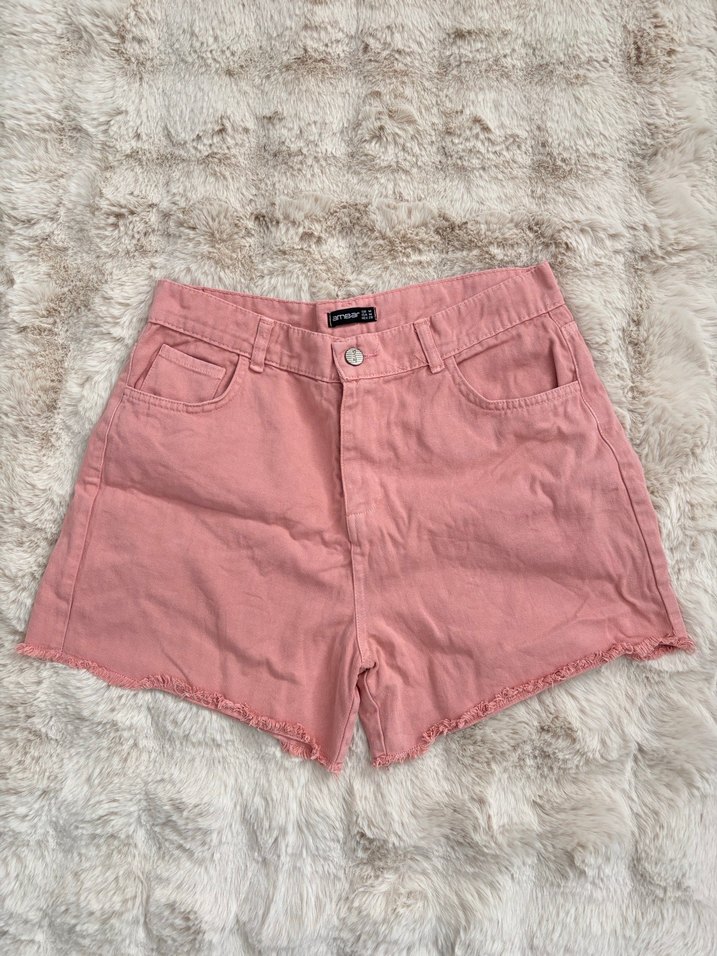 Pembe Mini Kot Şort Rahat Kesim - Görsel 2