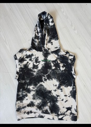 Kadın Gri Batik Desenli Kısa Kollu Sweatshirt - Görsel 2