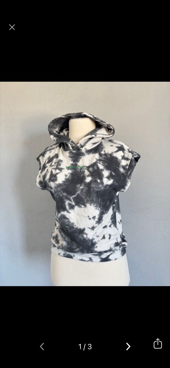 Kadın Gri Batik Desenli Kısa Kollu Sweatshirt - Görsel 3